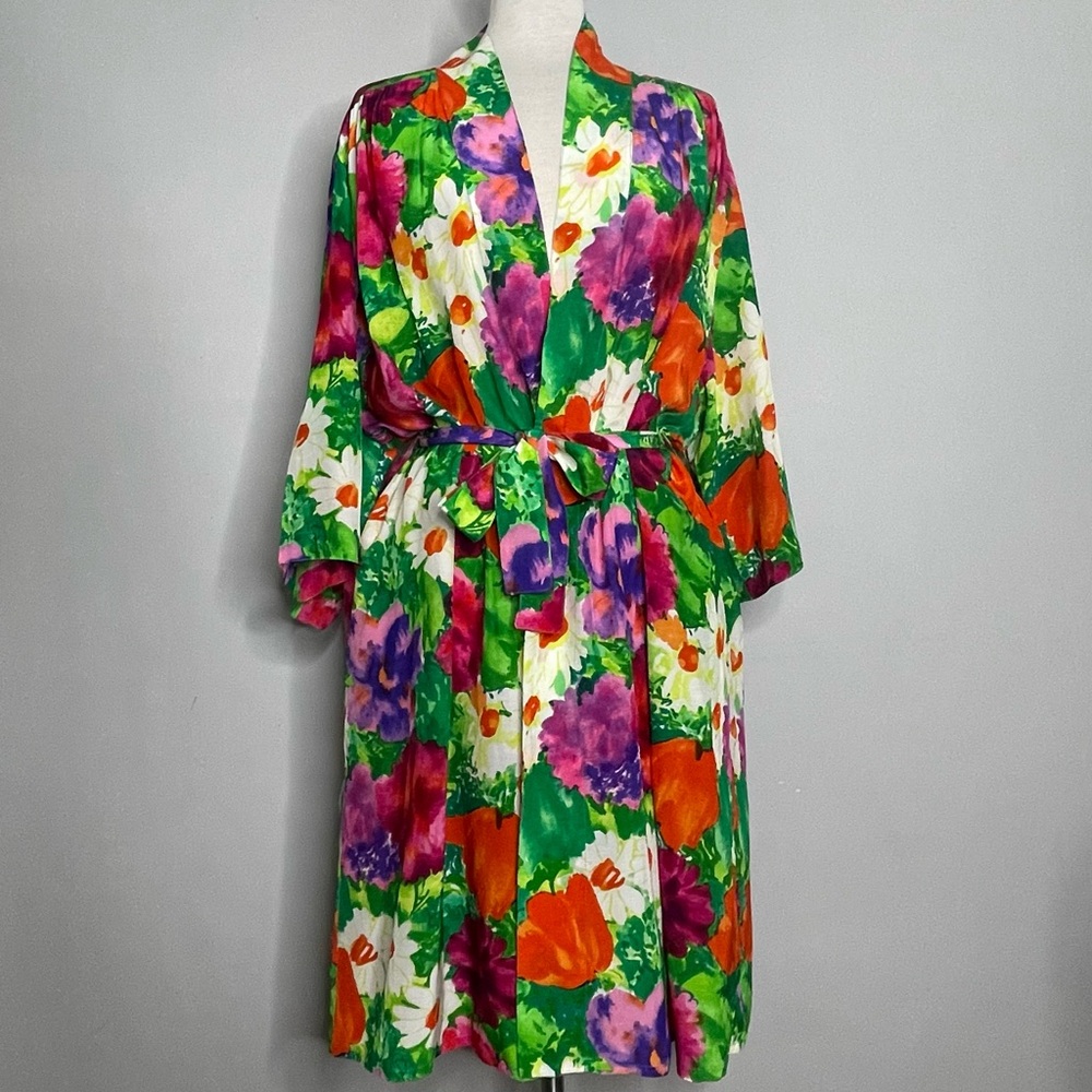 GOTTEX Floral Belted Kimono Robe